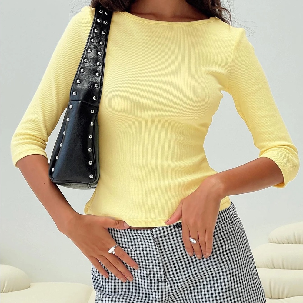 Princess Polly Elaia 3/4 Sleeve Top Yellow US 4
